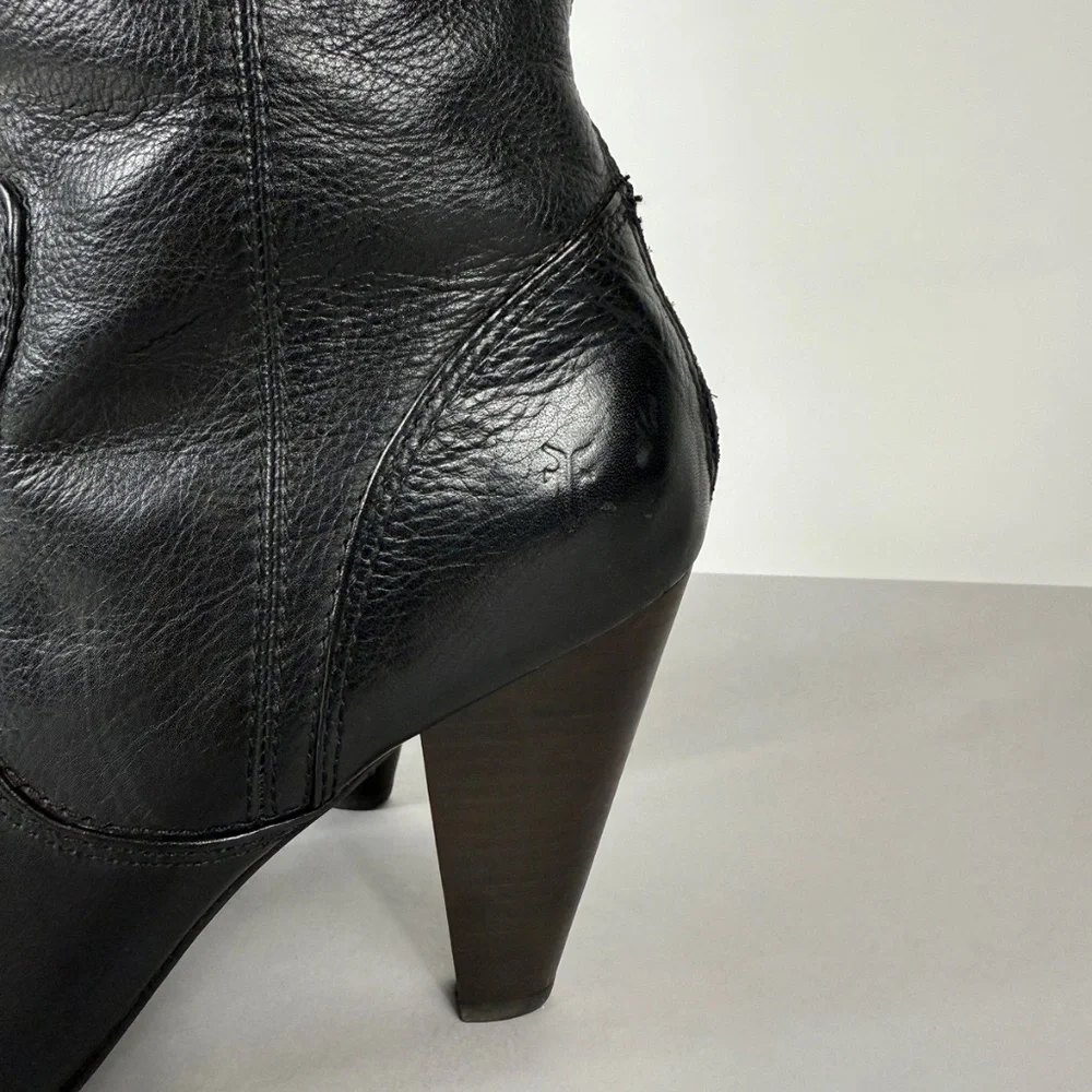 Frye Regina Zip Black Leather Boots - Picture 8 of 12